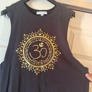 Spiritual Gangster Black Muscle Tee with Gold Om Design NWT